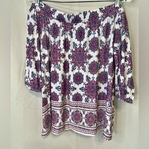 Loveappella Women's off-shoulder Blouse with Floral Pattern size Medium